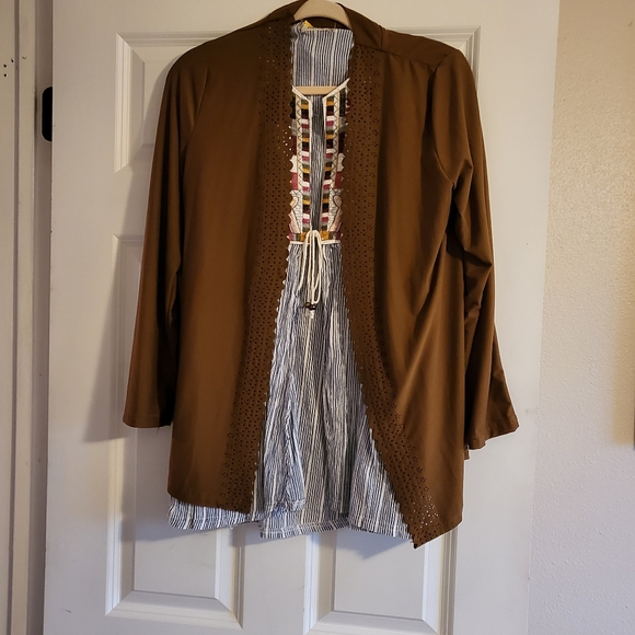 camel brown Open cardigan large - Picture 3 of 8